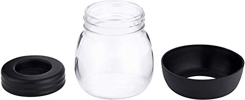 XIBLISS Glas-Kaffeemühle glas mit Deckel und Silikonboden, Kaffeedosen-Kapazität: 350 ml, Schwarz – Bild 4