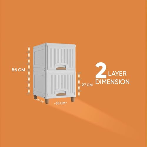 Image of Plastic Wardrobe for Clothes : Versatile Plastic Cupboard for Storage Organizer & Organisers Storage for for Neat and Storage Solutions for Clothes Collapsible Wardrobe (2 Layer)