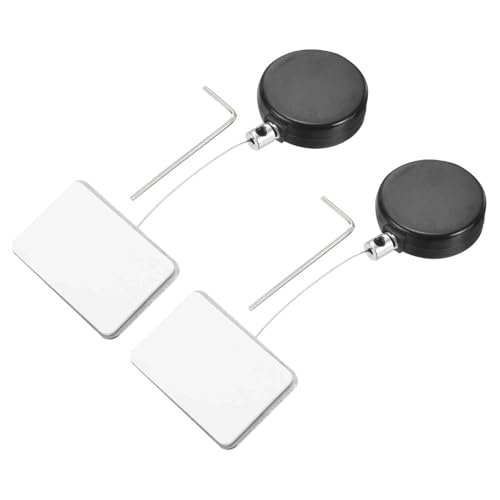 MECCANIXITY 1.8 ft Retractable Cable Lock with Square Patch Remote Control Security Lock with Adjustable Cord Tether Anti Theft for Laptop, TV, 200g, Black, 2 Pack