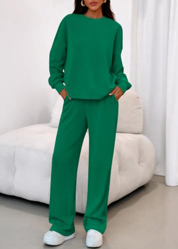 KIRUNDO Sweatsuits 2 Piece Outfit Matching Lounge Sweat Set(Green, S) - image 8