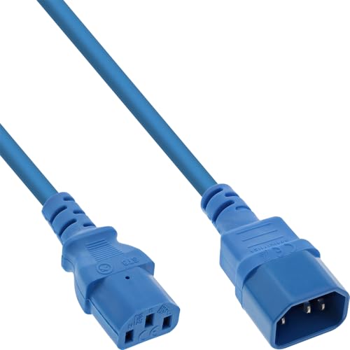 Inline® Kaltgeräteverlängerung, C13 auf C14, blau, 1m