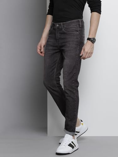 Image of The Indian Garage Co Men Slim Fit Solid Mid-Rise Stretchable Jeans