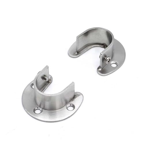 JECOMPRIS Hanging Curtain Brackets Oval Rod End Supports Silver U Brackets Closet Pole Socket