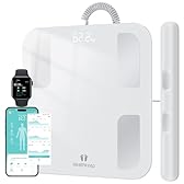 Pèse Personne Impédancemètre Balance Connectée avec 8 Electrodes Haute Précision, Composition Corporelle Complète avec 18 Données Corporelle pour Andriod et iOS