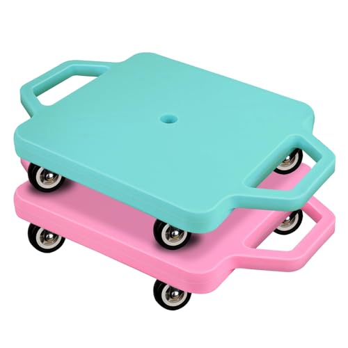 2 Pcs Colored Sports Scooter Board with Handles Floor Sitting Scooter Board with...