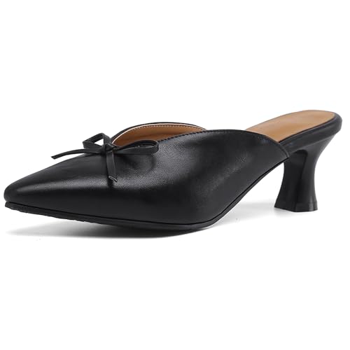 Kitten Heel Pointed Toe Mules Slip On Women Slippers