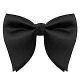 Gsyziux Oversized Bow Ties for Men Adjustable Pre-tied Mens Bowtie Solid Color Tuxedos Bowties Wedding Party Concert (Black)