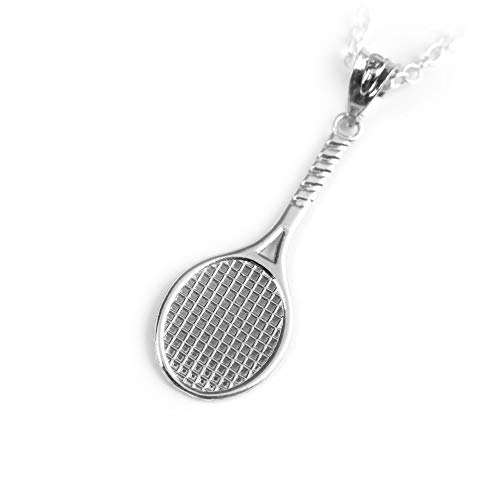 Silver Tennis Racket Necklace, cute 