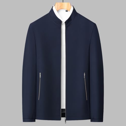 Men's Standing Collar Zipper Casual Jacket, Business Leisure Jackets, Business Long Sleeve Slim Jackets3
