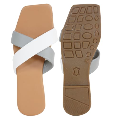 Image of TIGER COLLECTIONS Women's Flat Cross Strap Slippers | Comfortable Open Toe Casual Slip-On Sandals | Lightweight Anti-Skid Daily Wear Fashion Flats for Women & Girls