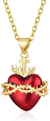 Colar Sagrado Coração de Jesus/de Maria para mulheres, joias católicas de Natal, presentes para mulh...