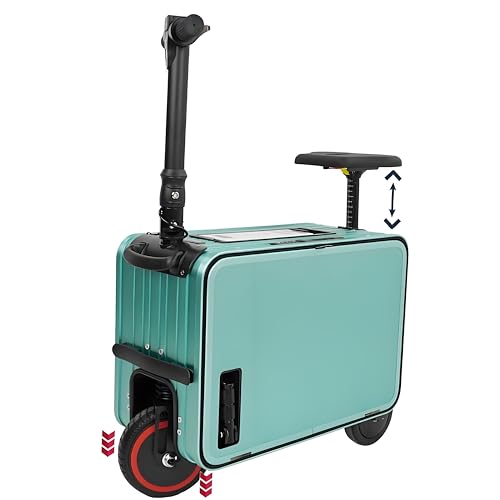 Espeksvika 20 Inch Electric Luggage with Seat and LED Light, 30L Smart Riding Scooter Suitcase with USB Port (Blue)