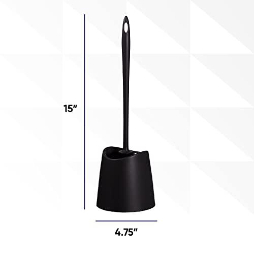 Image of Toilet Brush Cleaner and Holder Black Toilet Bowl Cleaner Brush with Scrubbing Wand, Brush and Storage Caddy for Easy Bathroom Cleaning
