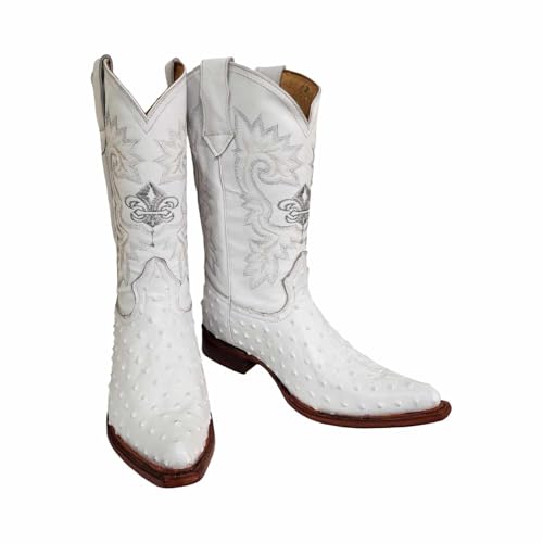 Dona Michi Men Cowboy boot's Leather Ostrich Print Back Cut 2x Toe Westerm Handcrafted Luxury Boots