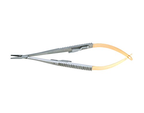 Image of TC Castroviejo Needle Holder 5.5 inch Straight Tungsten Carbide Inserts Serrated Jaws with Lock | Medixplus