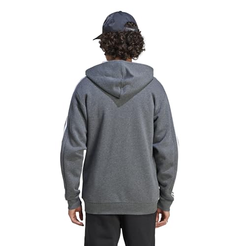 Image of adidas Essentials Men's Fleece 3-Stripes Full-Zip Hoodie Top with Hood