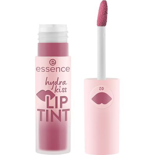 essence hydra kiss LIP TINT, Lippenstift, Nr. 02, Rot, langanhaltend, Färbeeffekt, natürlich, glänzend, vegan, ohne Parabene, ohne Mikroplastikpartikel, Nanopartikel frei, 1er Pack (4ml)