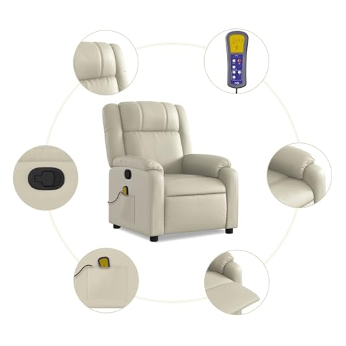 Gecheer Massagesessel mit Relaxfunktion, Kunstleder, Creme, Sessel Wohnzimmer Fernsehsessel Liegesessel für Entspannung Homeoffice Leseecke3206189 – Bild 7
