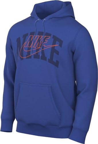 Nike Club Fleece Men's Pullover Hoodie Size - Medium Game Royal/Safety Orange