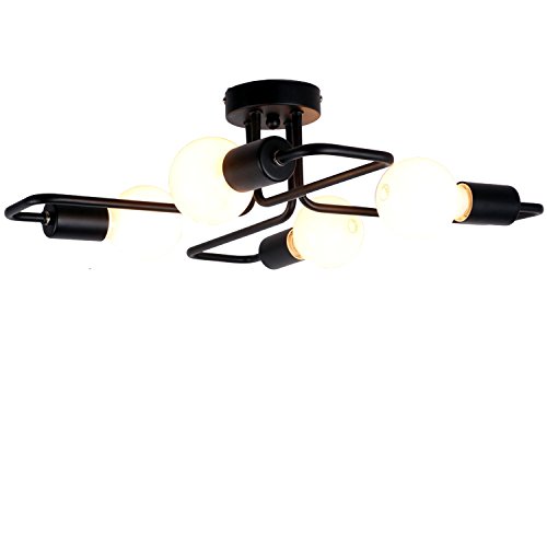 Unitary Brand Black Vintage Barn Metal Semi Flush Mount Ceiling Light Max. 160W with 4 Lights Painted Finish Unitary Brand Black Vintage Barn Metal Semi Flush Mount Ceiling Light Max. 160W with 4 Lights Painted Finish