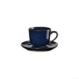 ASA Saisons Espressotasse mit Untertasse aus Steinzeug in der Farbe Midnight-Blue 0,09L, Maße: 8,5cm x 6,7cm x 5,5cm, 27110119