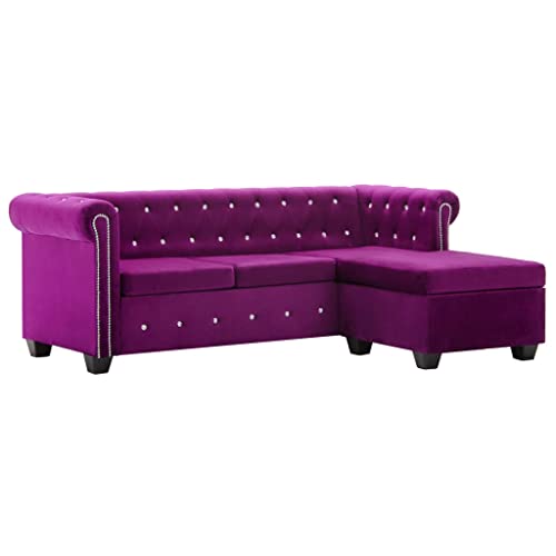 VidaXL Divano Chesterfield a L in Velluto Viola