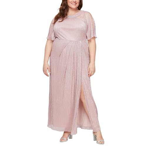 Image of S.L. Fashions Women's Long A-line Mother of The Bride Dress with Ruched Waist (Plus Size)