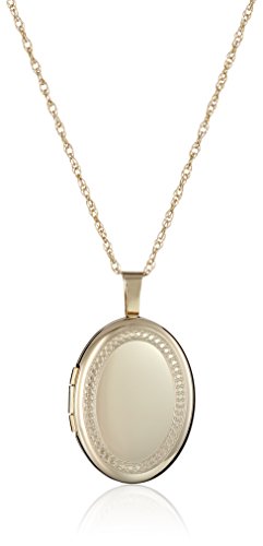14k Gold-Filled Oval Milgrain Edge Locket Necklace, 18