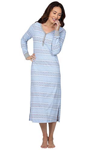 Addison Meadow Nightgowns for Women - Ladies Nightgowns, Blue Fair Isle, M 8-10