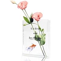 Jarron Libro, ZoneYan Florero de Libro Transparente, Jarrón de Libro de Acrílico, Jarrones en Forma de Libro, Florero de Libro Claro para Arreglos Florales y Decoración del Hogar