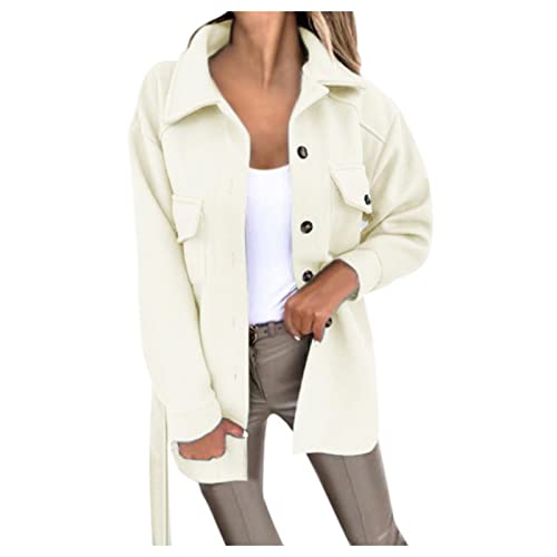 Zldhxyf Mantel Damen Daunenmantel mit Gürtel Outwear Single Mid-Long...