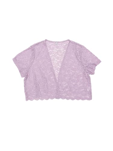 Image of Agnes Orinda Plus Size Bolero Shrugs for Women Lightweight Open Front Short Sleeve Cropped Lace Cardigan