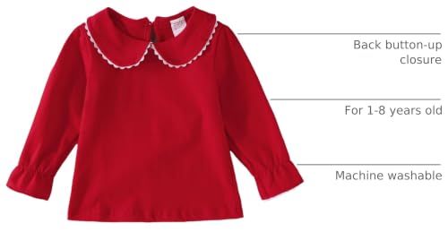 Image of Peter Pan Collar Shirt Toddler Baby Girls White Blouse Puff Sleeve Top