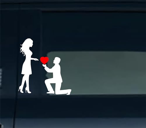 Image of Proposal Love Car Vinyl Sticker - Single Knee Down Romantic Design for Car Door, Body & Rear Windshield - Personality Car Decal 6 inch
