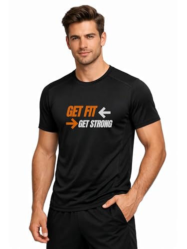 Image of 3Colors Men's Active Polyester T-Shirt | Quick Dry Gym Wear | Stretch Sports Tee for Workout, Running, Training | Slim Fit Performance T Shirt-GET FIT GET Strong