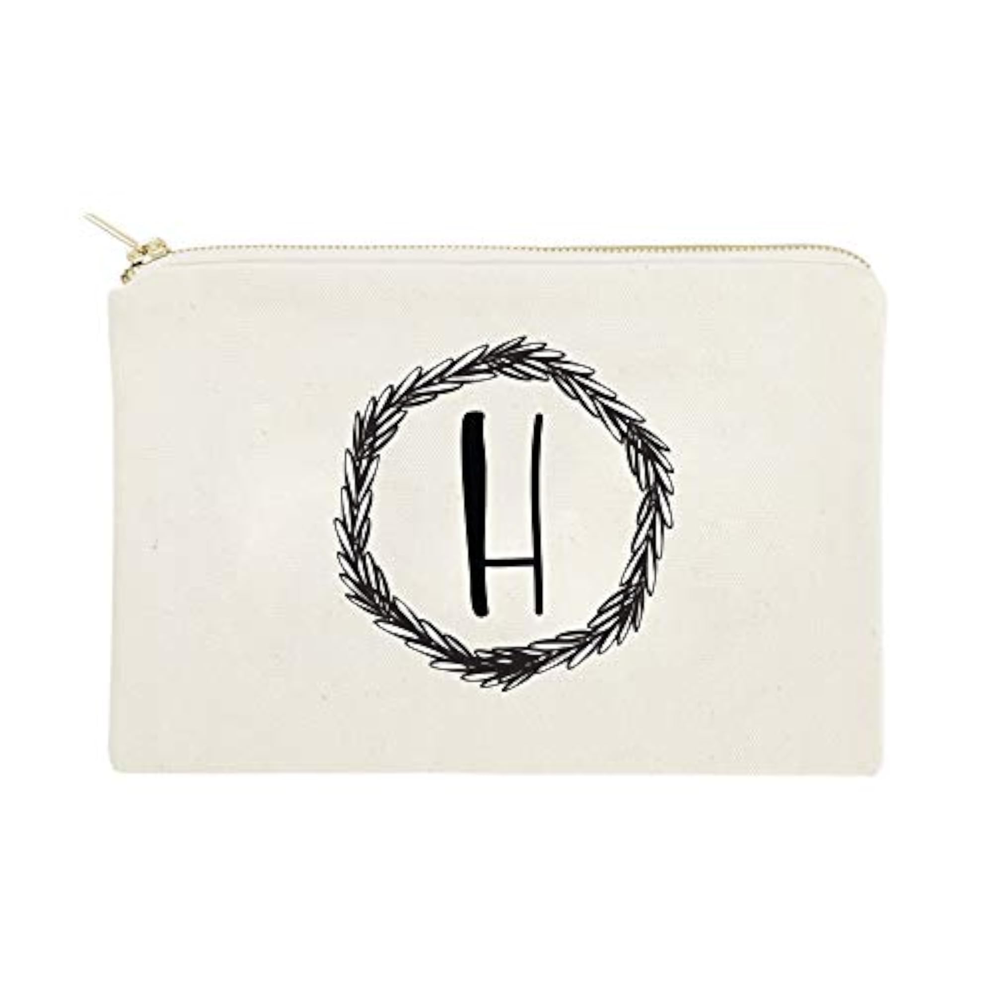Personalized Wreath Monogram Initial H Cosmetic Bag