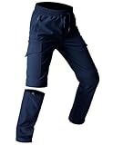 Buyboxs Jungen Schnelltrocknende Wanderhose Zip Off Trekkinghose für den Sommer Kinder Atmungsaktiv Leicht Cargohose mit Reißverschlusstaschen Blau L