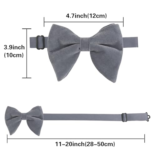 Image of Alizeal Velvet Pre-tied Adjustable Bow Tie for Men Oversize Formal Solid Tuxedo Bowtie