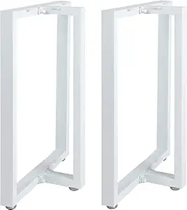 AVVIC MART Metal Black Table Legs Heavy Duty Square Iron Metal Desk Legs Set of 2 28? Height 18? Wide Furniture Legs,Dining Table Legs,Industrial Table Legs(Only Legs Without Board) (White)