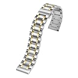 Genérico Correas de reloj de acero inoxidable de 16 mm, 17 mm, 18 mm, 19 mm, 20 mm, 21 mm, 22 mm, 23 mm y 24 mm.(Silver gold,18mm)