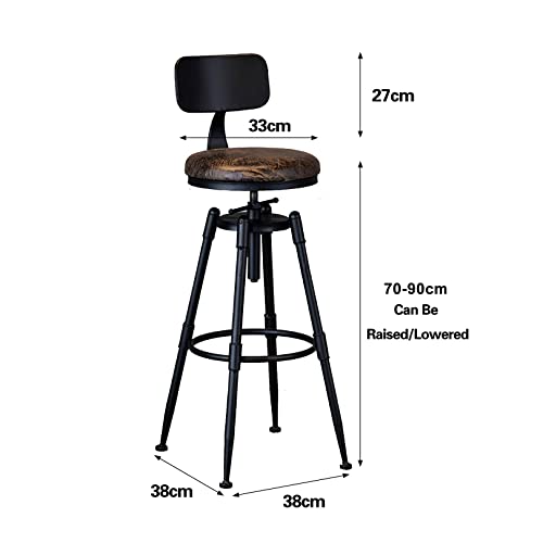 Tabouret de bar rustique pivotant de cuisine vintage industriel (x2) - 3
