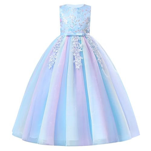 IBAKOM Robe de Filles Princesse: Paillettes Scintillantes sans Manches 3D Fleur Ruffle Tulle Tutu Robe de Fille de Fleur - Bal de Fête de Mariage...