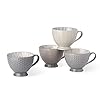 Signature Housewares Pad Print Set of 4 Assorted Footed 14oz Mugs, PP32 Plata Grey Signature Housewares Pad Print Set of 4 Assorted Footed 14oz Mugs, PP32 Plata Grey