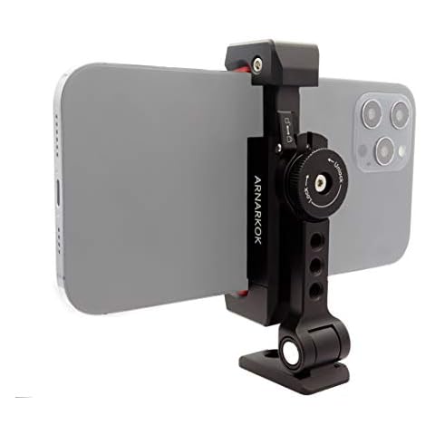 Metal Phone Tripod Mount with Cold Shoe, 360 Rotated and Tilt Angles Version, Compatible with iPhone Tripod Mount,Samsung Smartphone Clip Adapter, Cell Phone Clamp Holder,Video Rig Mount Cover