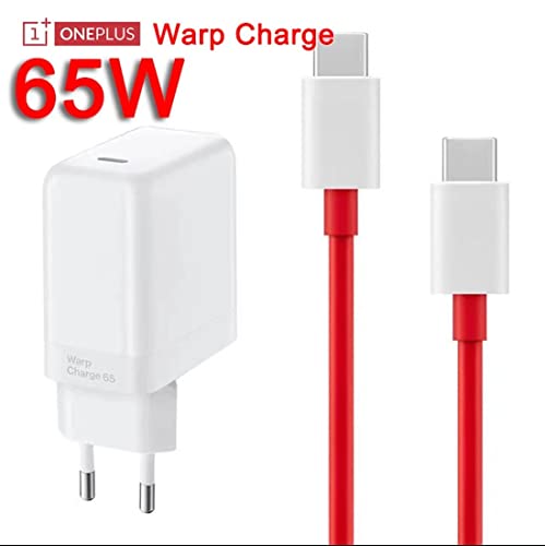Image of Original 65W Charger Warp /Dash Adapter with C to C Cable Compatible with Oneplus 11 /11R /10 /10 Pro /9 /9 Pro / 9R / 8 / 8T / Nord /CE 2,2t (ONEPLUS 65W Charger)