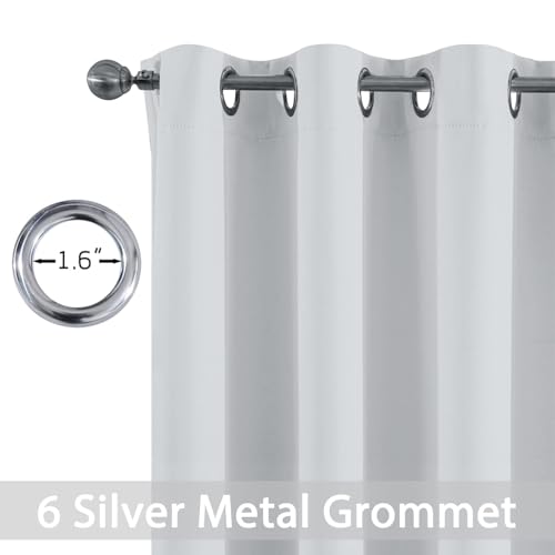 Yakamok 36 Inch Length Room Darking Curtains for Bedroom, Light Blocking Drapes Room Darkening Thermal Insulated Solid Grommet Panels for Living Room(38Wx36L, Greyish White, 2 Panels)