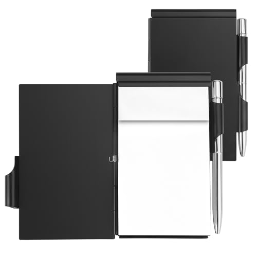2 Piezas Cuaderno de Bolsillo Pequeño de Metal, Libreta Pequeña de Bolsillo con Bolígrafo, Juego...