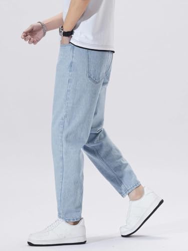 Image of Men's Slim Relaxed Fit Mid Rise Tapered Fit Non-Stretch Denim Jeans | Cotton Blend Casual 5 Pocket Denim Jeans for Men