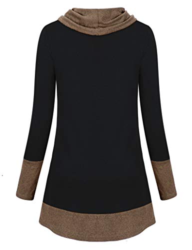 Youtalia Women's Hoodie Sweatshirt Long Sleeve Cowl Neck Pullover Color Block Thin Tunic Top4