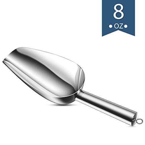 Stainless Steel Ice Scooper, Fungun Metal Scoops for Kitchen Bar Party Wedding,Thick,Dishwasher Safe